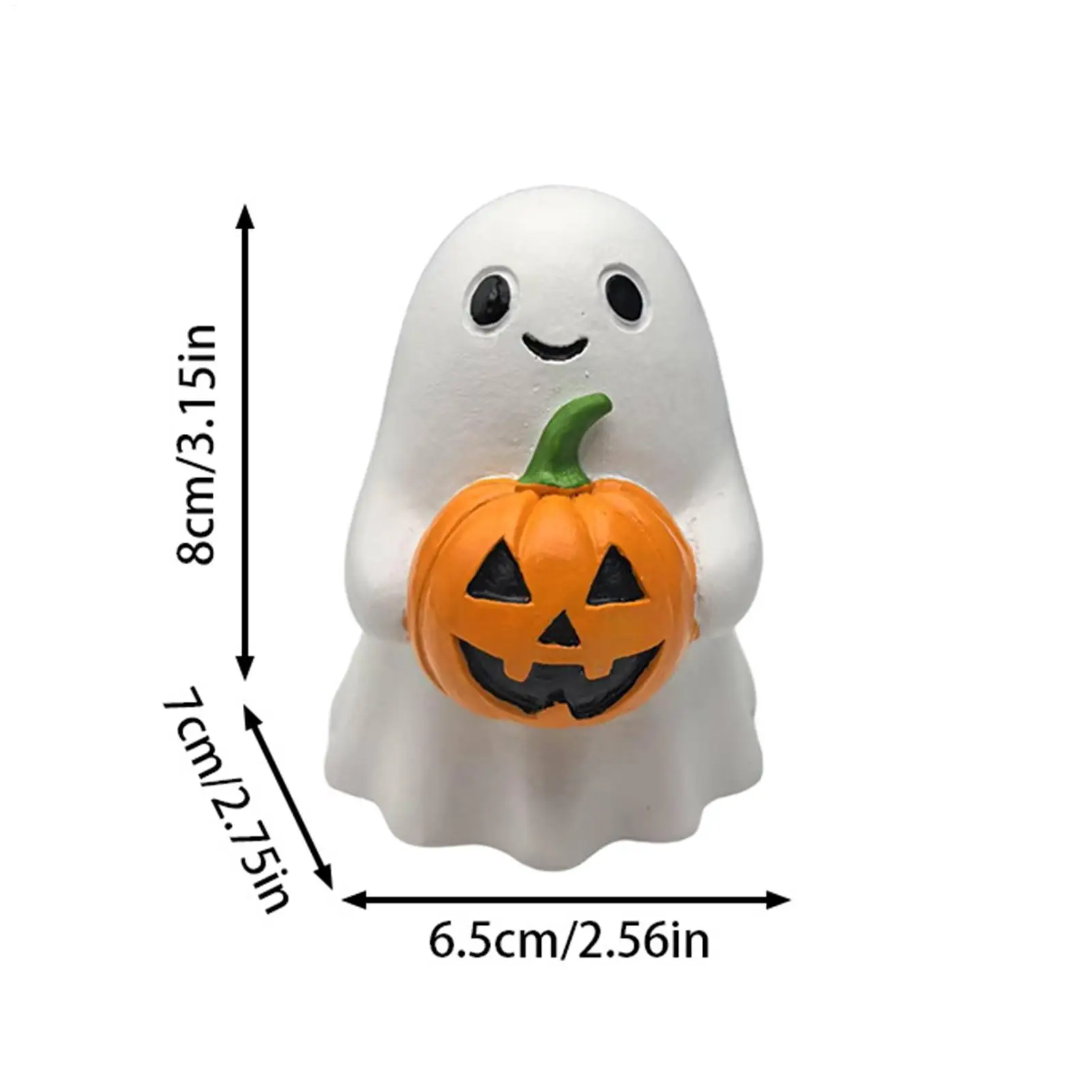 Ghost Figurine Halloween Ghost Sculpture Cute Holding Pumpkin Statue Crafts for Desktop Gothic Wedding Centerpiece Haunted Setup