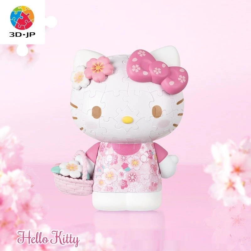 3D-JP Kawaii Sanrio Hello Kitty 50th Anniversary Series Anime Figurines Ornaments Hellokitty 3D DIY Toys For Girls Birthday Gift