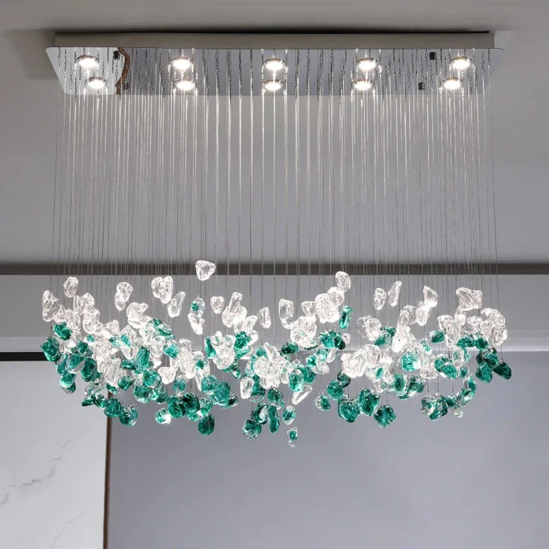 

Modern Green Glass Led Pendant Lights Living Dining Room Chandeliers Lighting Lustre Home Decor Bedroom Hanging Lamp Luminaire