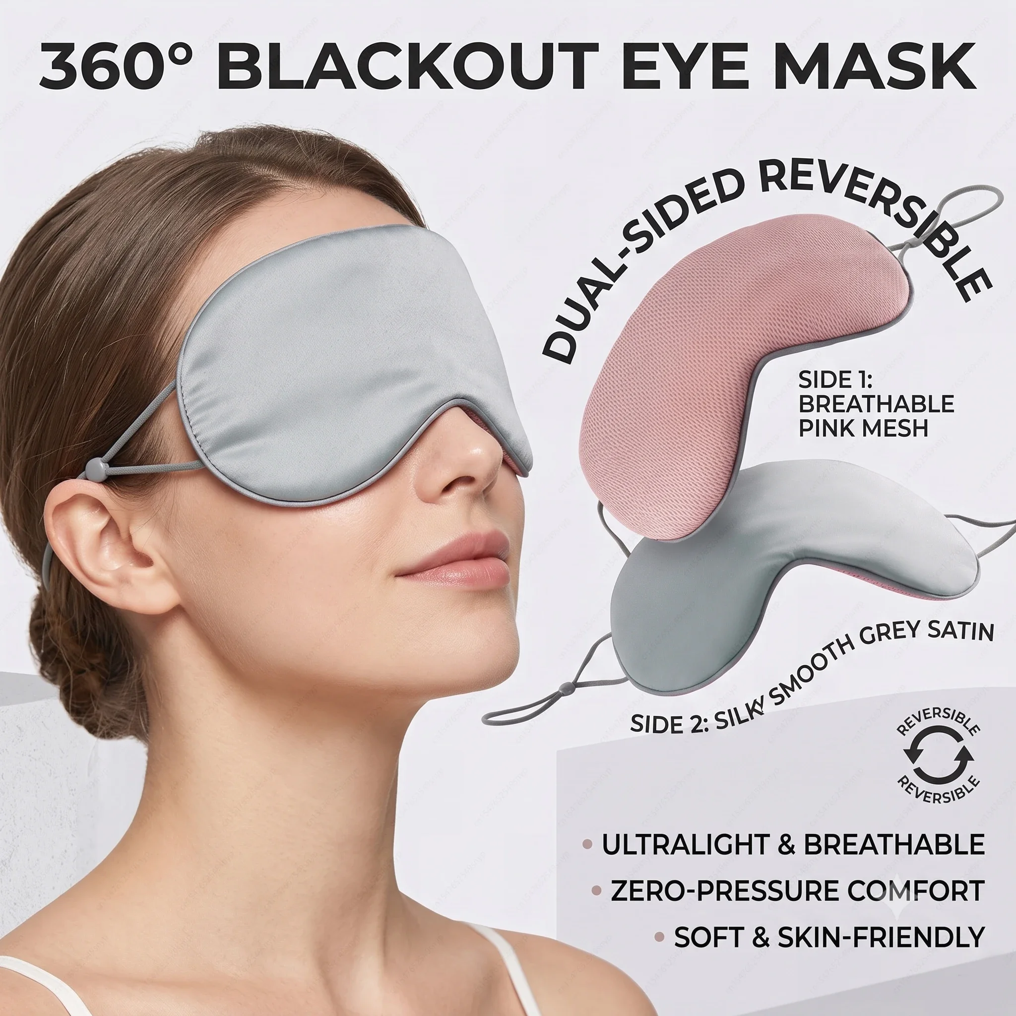 Sleeping Eye Mask Unisex Soft Korean Style Ice Silk Warm and Cool Dual Use Adjustable Travel Light Blocking Breathable Eye Mask