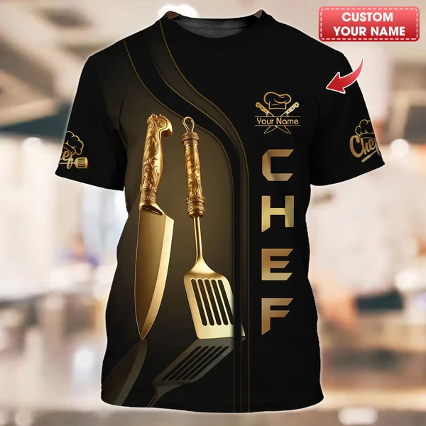 2025 New Designs Chef 3D Print T Shirt Personalized Customzed Name Tshirts Uniform Short Sleeve Loose Quick Dry Tees Unisex Tops - view 6