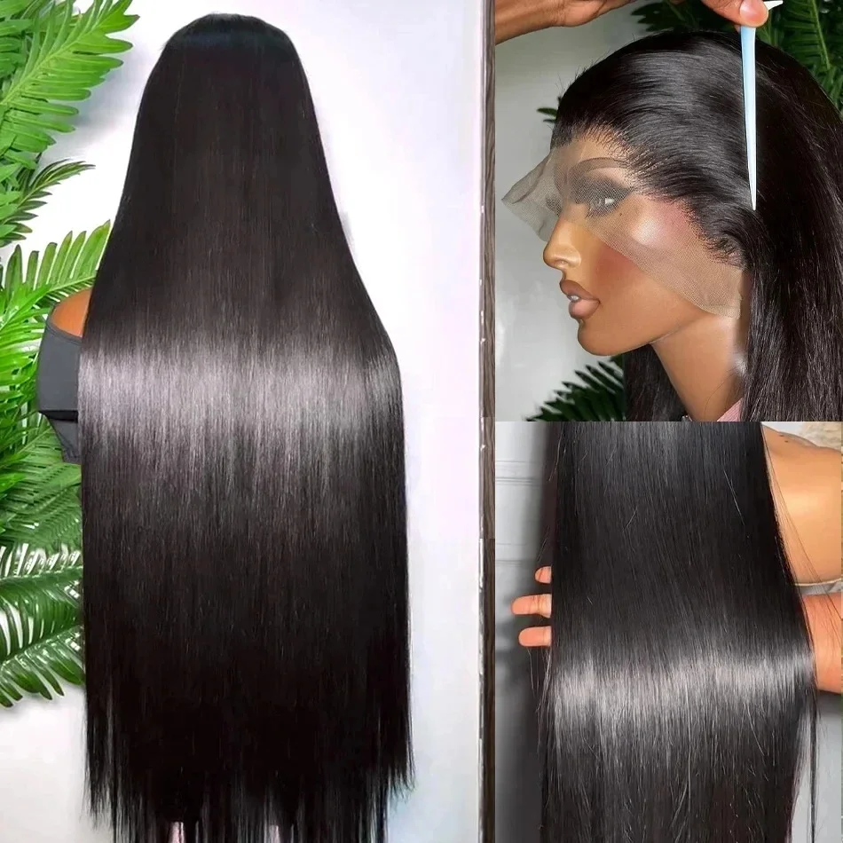 Nadine Bone Straight 13x4 Lace Front Human Hair Wigs For Black Women 13x6 Brazilian Hair Wigs 34 40 Inch 360 Lace Frontal Wig