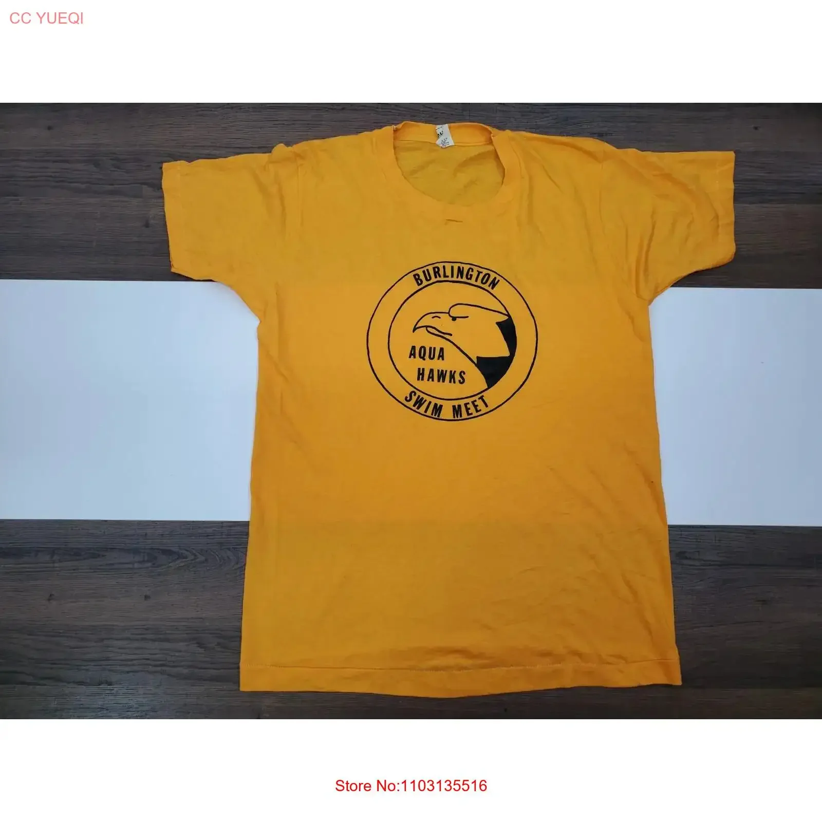 Camiseta amarilla grande VINTAGE Screen Stars Burlington Ohio Aqua Hawks Swim Meet, estilo vintage, lavada, elegante, cómoda, estilo streetwear