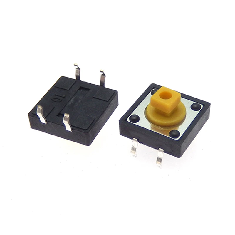 50PCS 12x12x7.3 mm Tactile Switches Square Push Button Tact Switch 12*12*7.3 mm Micro switch B3F-4055 12*12*7.3mm Black Yellow