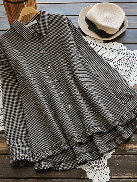 

Свободная женская одежда из хлопка и льна больших размеров для весны и осени, повседневная, антивозрастная, модная, с круглым вырезом и пуговицами...