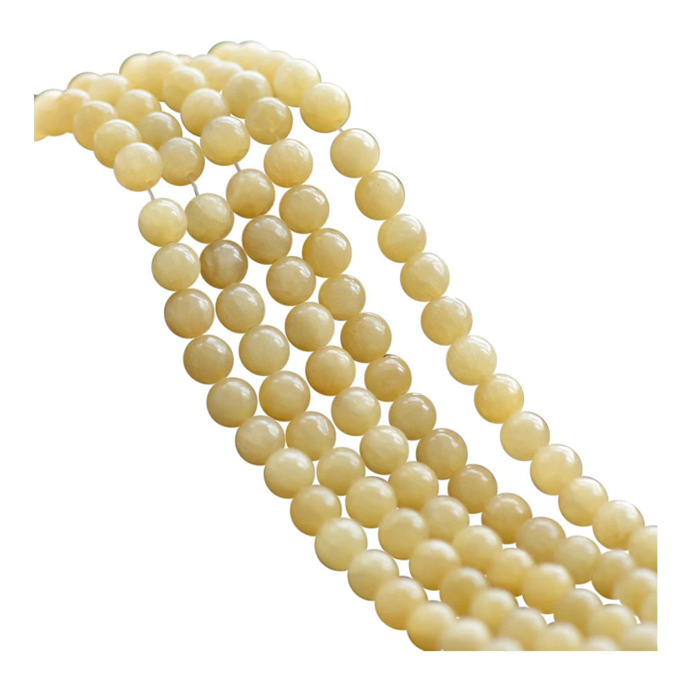 

Grade A Natural Light Yellow Jade Beads NOT Dyed 6mm 8mm 10mm 12mm Smooth Polished Round 15 Inch Strand