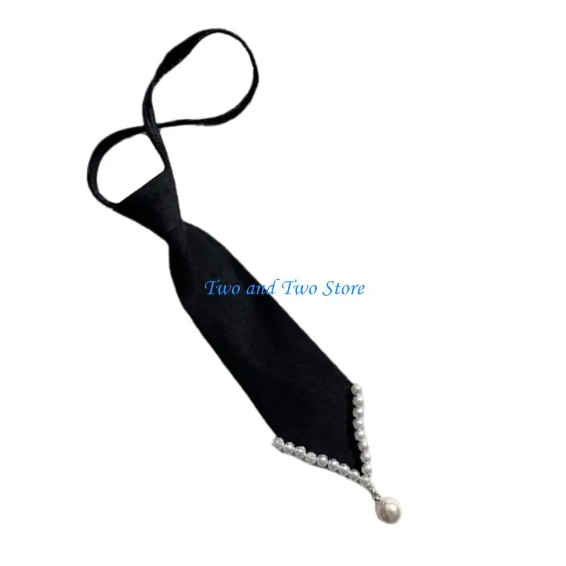 Hx6f العلاقات السوداء للزي الرسمي الثانوية العليا لللؤلؤ الزخرفي المزخرف بالخدمة الثقيلة #2