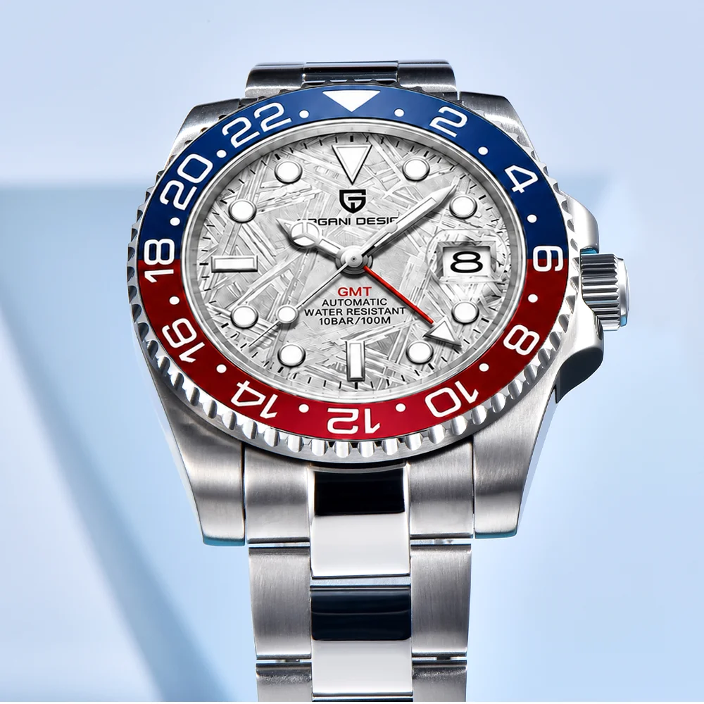 PAGANI DESIGN 2026 40MM Meteorite White Disc Luxury Men GMT Mechanical Watch Jubilee Bracelet Sapphire Glass Stainless Steel Automatic Watch for men