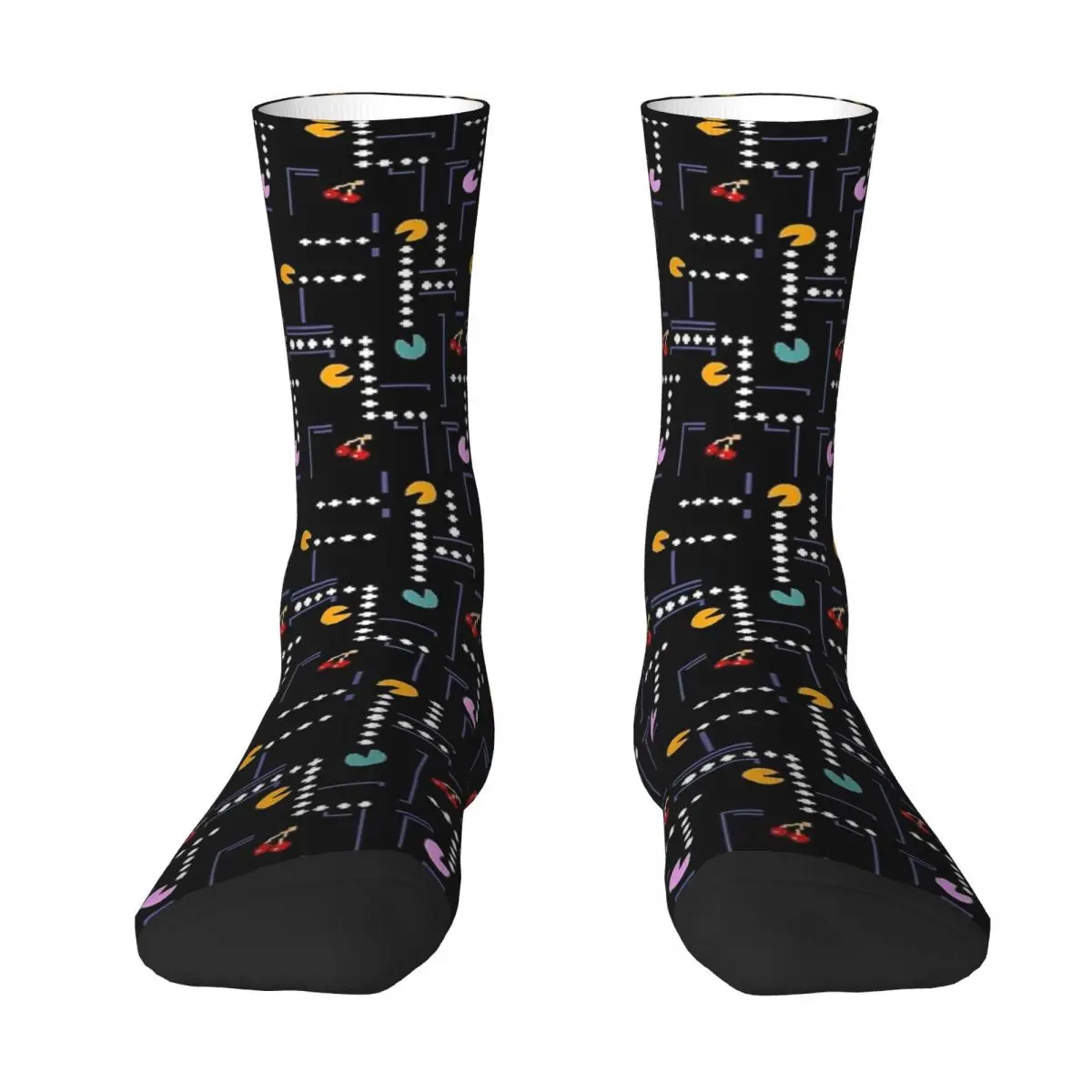 8 Bit Gobblers Socks Autumn Video Game in Bright Colors Stockings Funny Unisex Men Medium Soft Socks Skateboard Anti Skid Socks