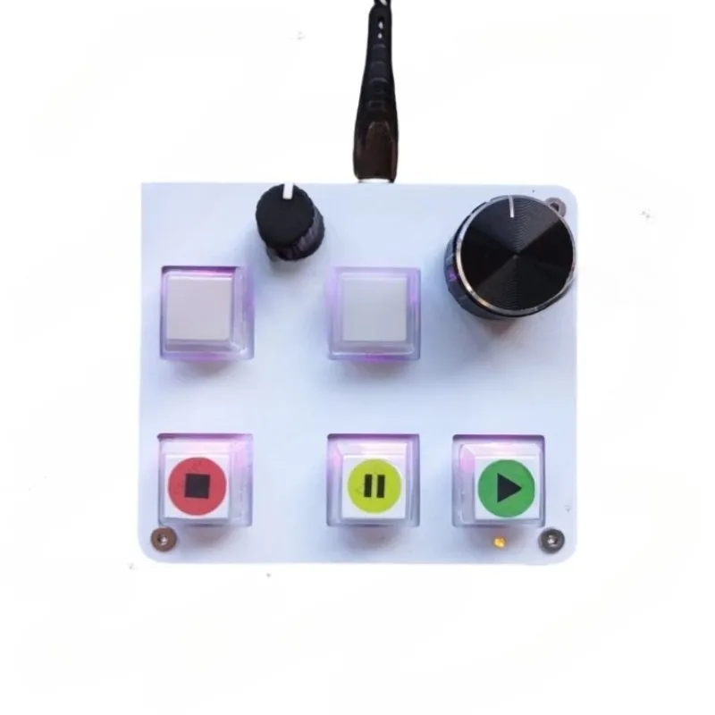 Music Playback Control Device With 2 Knobs Type-C Interface Support Custom Shortcut Mechanical Keyboard Music Controller