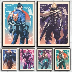 2023 Pop Shootout 게임 Valorant 캔버스 포스터 Skye Gekko Harbour Jett Gun 세트 네온 인쇄 벽 아트 장식 게임 룸 장식