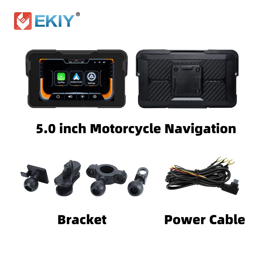 EKIY 5,0 inch draadloze CarPlay Moto Android Auto draagbare digitale motorfiets dashboard GPS motorfiets navigatie scherm