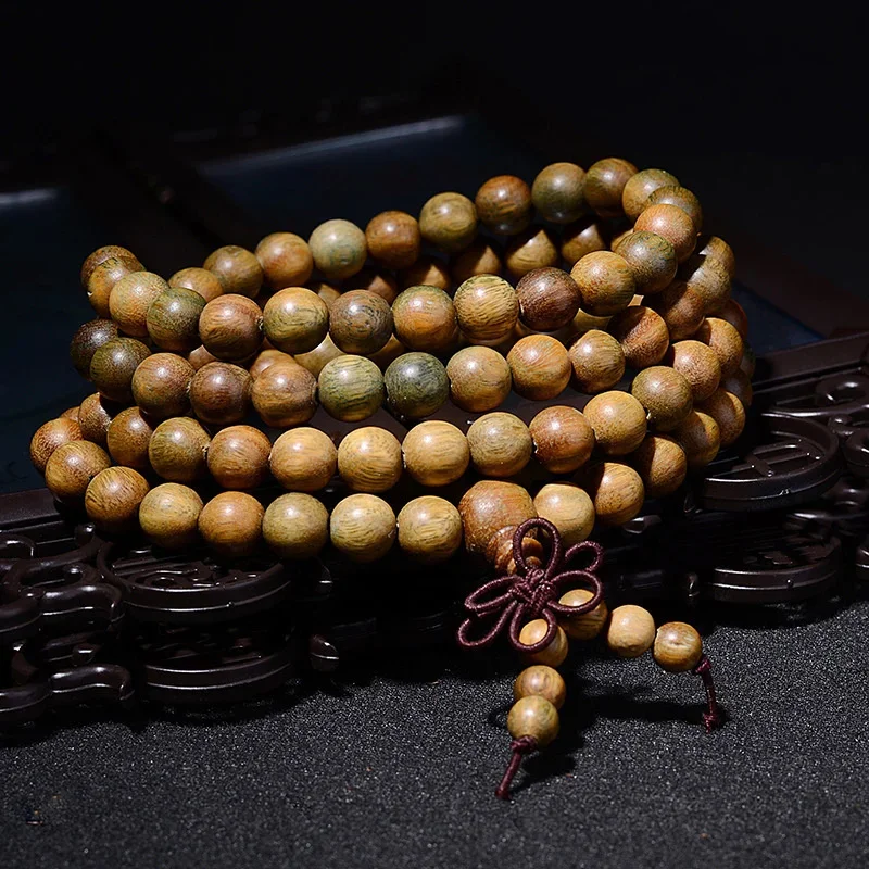 

Mencheese Authentic green sandalwood beams bracelet for men and women 6/8mm natural green sandalwood bracelet 108 wholesale