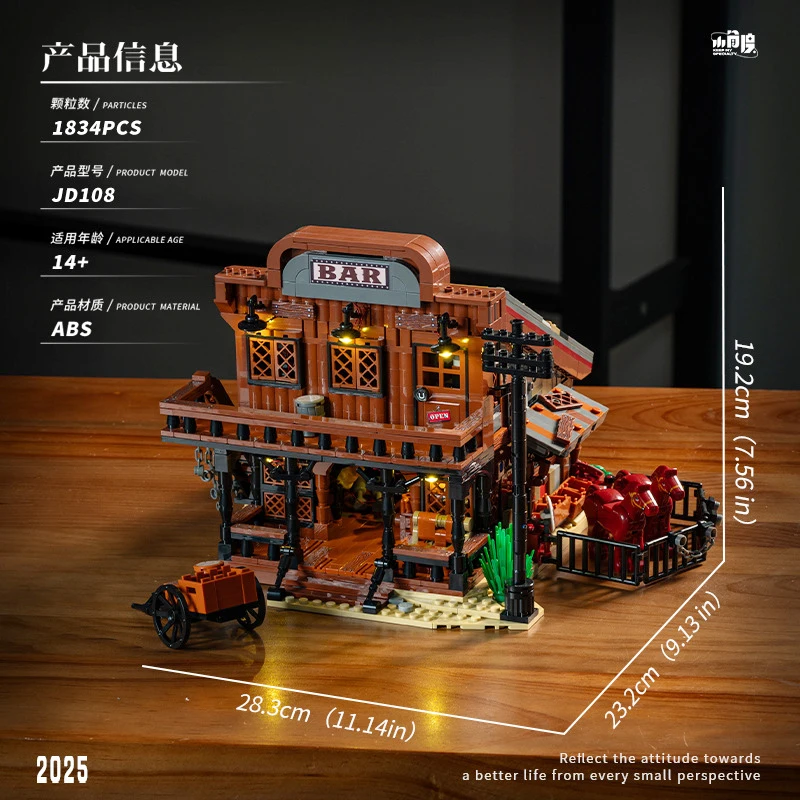 

Конструктор-модель «Городской ковбойский бар» с подсветкой и видом на улицу, из АБС-пластика, для сборки, игрушка-украшение, подарки для взрослых и молодежи, XT268