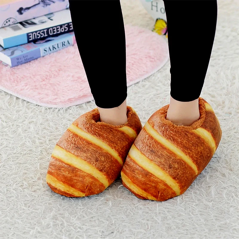 Pantofole di pane giapponesi simulate pane tostato panino invernale e pantofole di cotone da donna pigre per la casa coppia scarpe divertenti