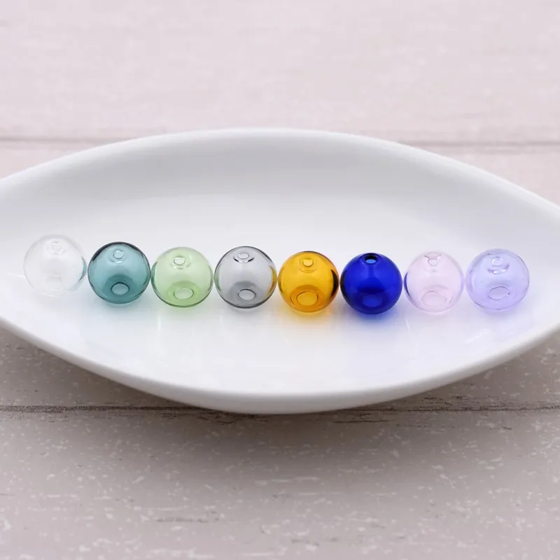 5 sztuk podwójny otwór 10-20mm kolorowe szklane kulki koraliki pusta szklana butelka globus DIY Handmade akcesoria do wyrobu biżuterii ustalenia