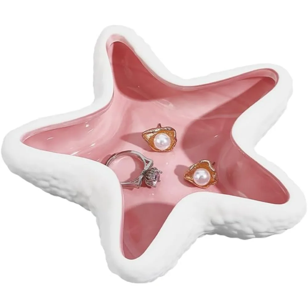 

Керамический поднос для ювелирных изделий в форме морской звезды, фарфоровая тарелка для хранения ювелирных изделий, поднос для хранения колец, держатель для сережек, декоративная брелок с океанской тематикой