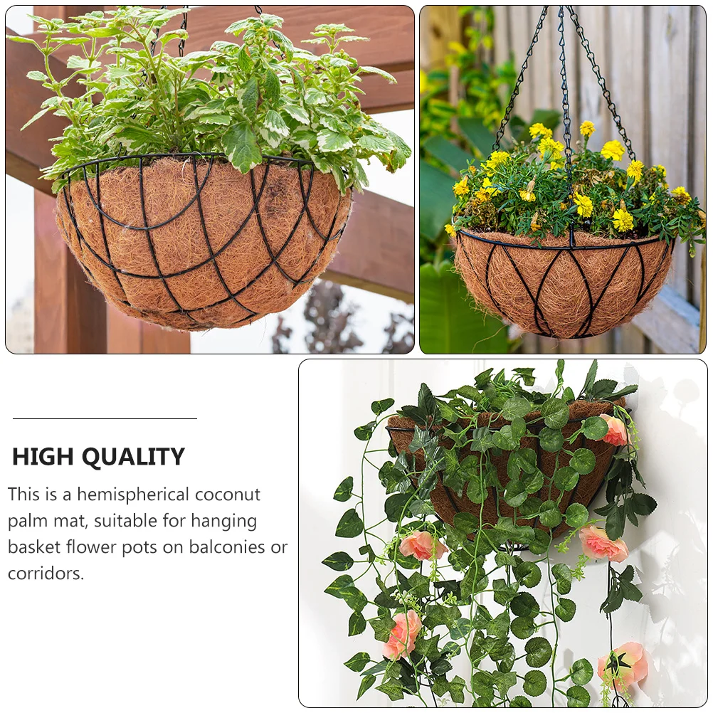 

5pcs Coconut Plant Pot Cushion Half Ball Shape For Hanging Basket Flowerpots Natural Coir Base Pad Liner Replacement