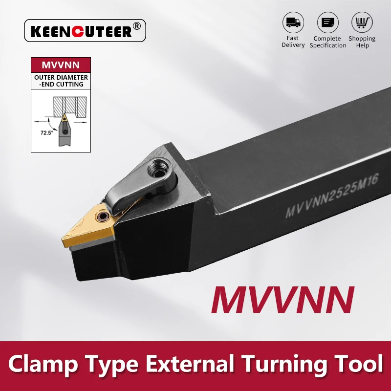 Mvvnn-ferramenta de Torneamento Externo Barra de Torno Suporte de Torneamento Ferramenta de Corte Cnc Barra de Cortador Mvvn1616 Mvvn2023 Mvnn2525 Mvvn3232