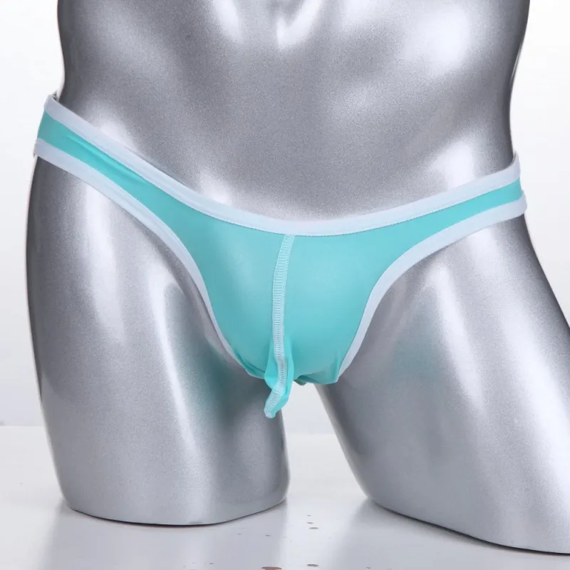 

Men's Bulge Briefs Ice Silk Mini Triangle Briefs, Thin & Breathable Fashion Color Block Low Rise Underwear Sexy U-Pouch Knickers