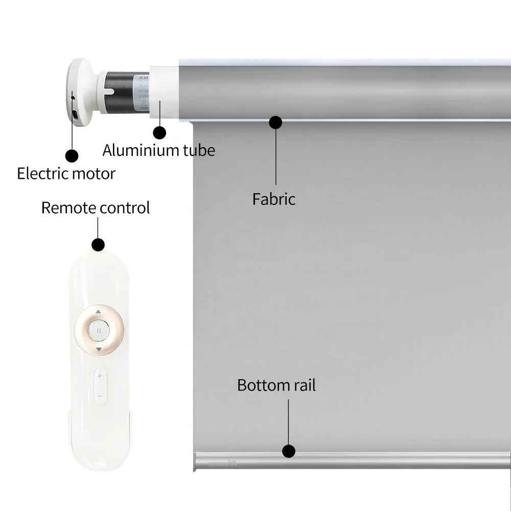 Electric Smart Window Sunshade Electric Indoor Office Blackout Roller Blinds  Automatic Electric Blackout