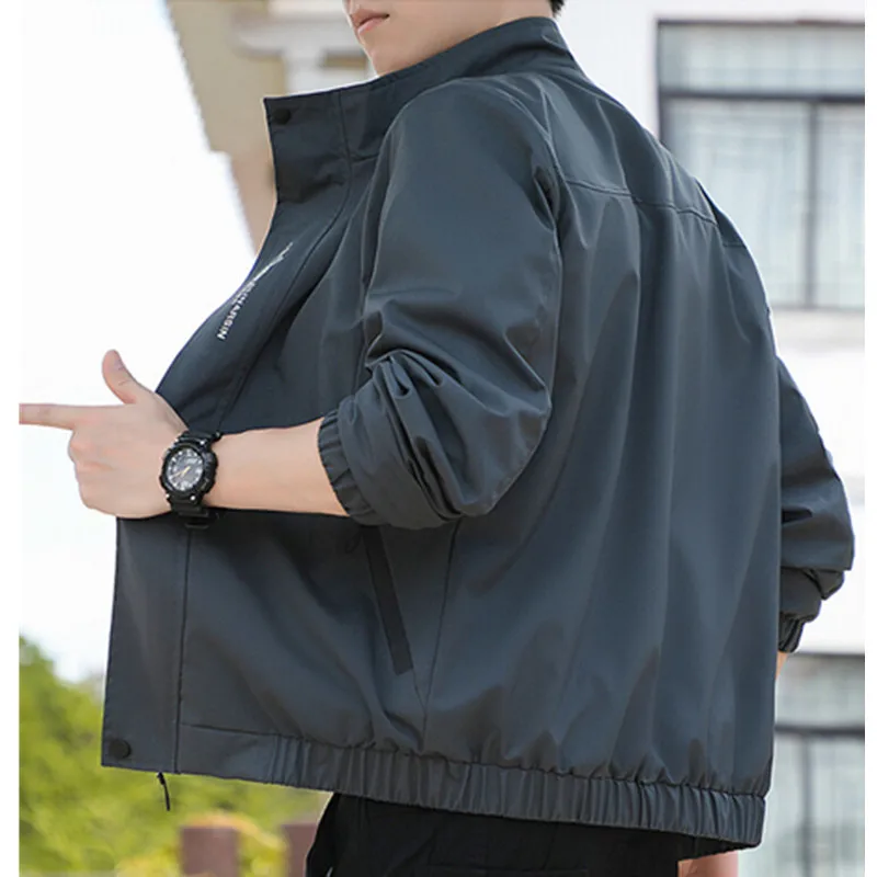 Breathable Comfortable Roupas Masculinas High Quality Zipper Men Clothing Solid Color Spring Autumn Stand Collar Outdoor Jacket