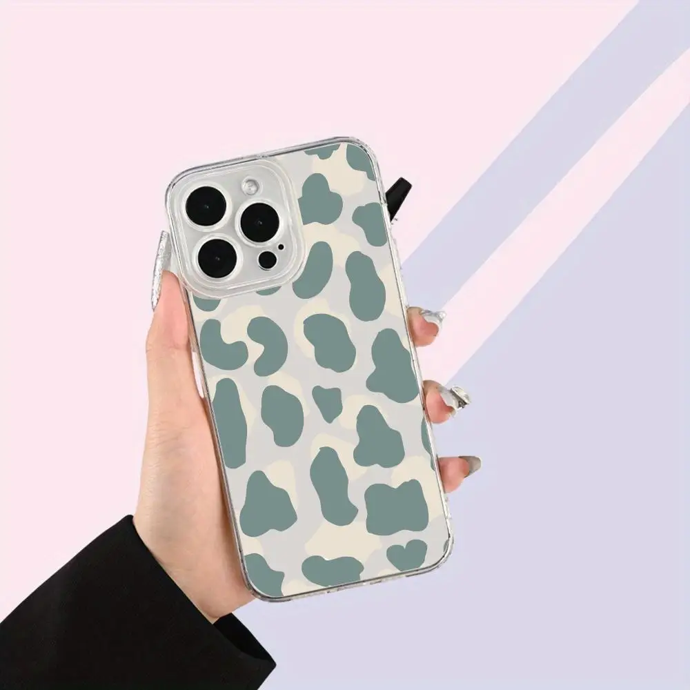 Casing ponsel motif leopard cocok untuk iPhone 17 16 15 14 13 12 11 Pro/Max/Plus transparan anti jatuh dan tahan guncangan penutup belakang
