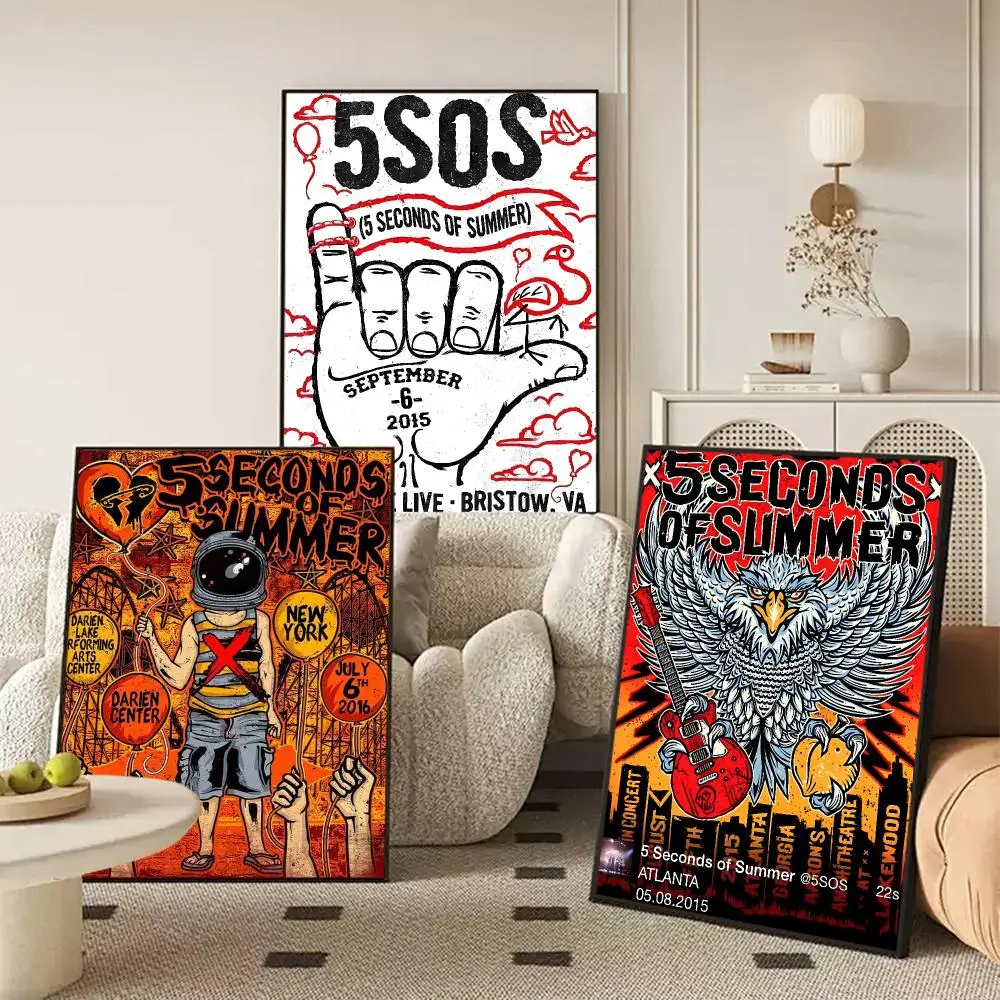 Band 5 S-Seconds Of Summer Poster Self Adhesive Wall Stickers Removable Room Decor Aesthetic Space Murals Fancy Gift