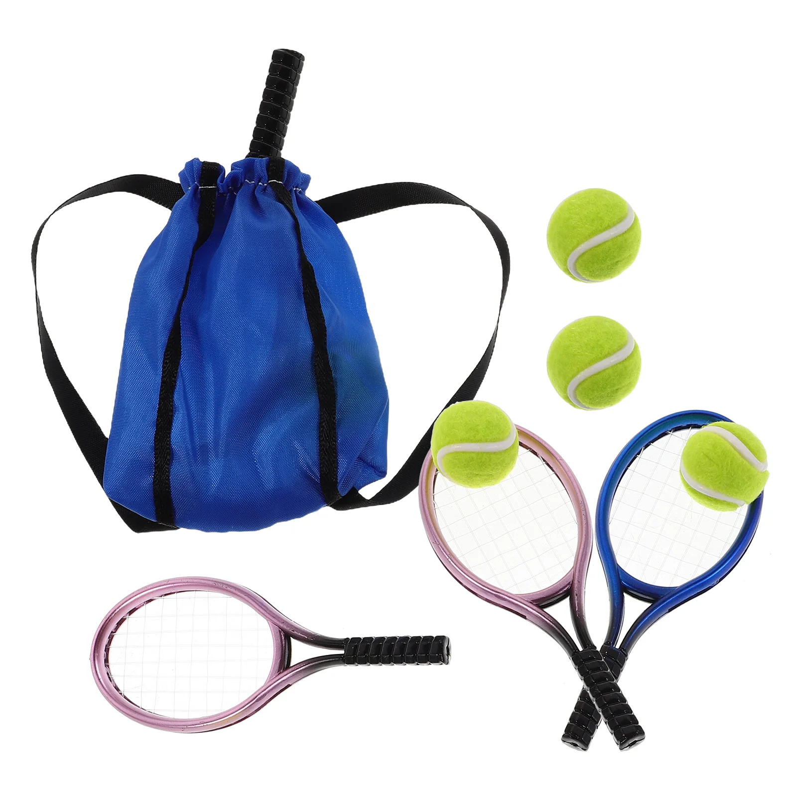 

2 Set Dollhouse Decorations Sports Accessories Tennis Toy Kids Racket Toys Mini