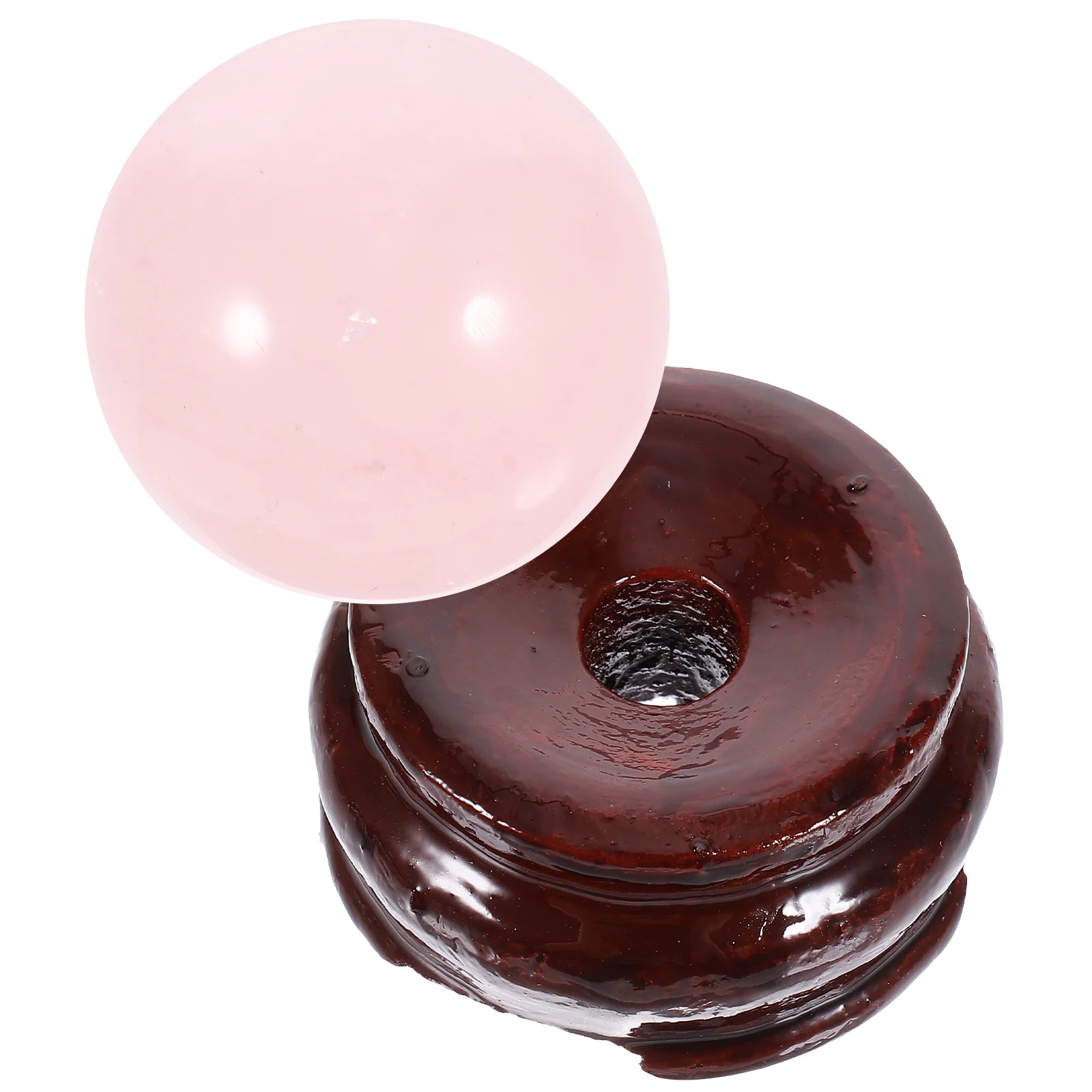 1 pz sfera di cristallo rosa 4 cm con base in legno sfera di vetro ornamento per la decorazione domestica camera da letto soggiorno ufficio decorazione festa regalo