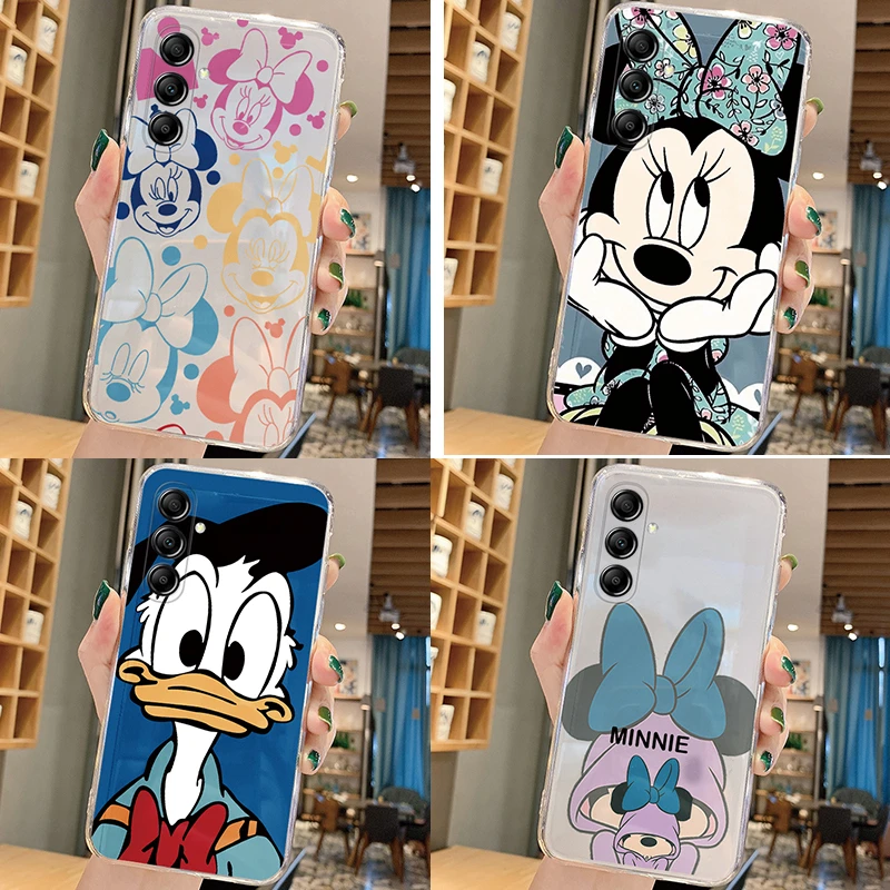 For Samsung Galaxy A06 A04S A15 A14 A24 4G A13 A14 A15 A25 A34 A35 A54 A55 5G Mickey Minnie Silicone TPU Back Clear Phone Case