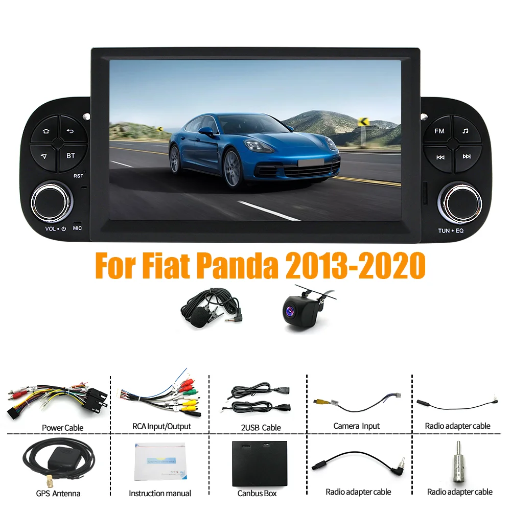 Sistema Audio per Auto da 7 Pollici, Radio Stereo Multimediale con Navigazione per Fiat Panda 2013-2020, con Carplay, Android Auto, FM, GPS, WiFi, BT, FM, SWC, Android 15 2+64G