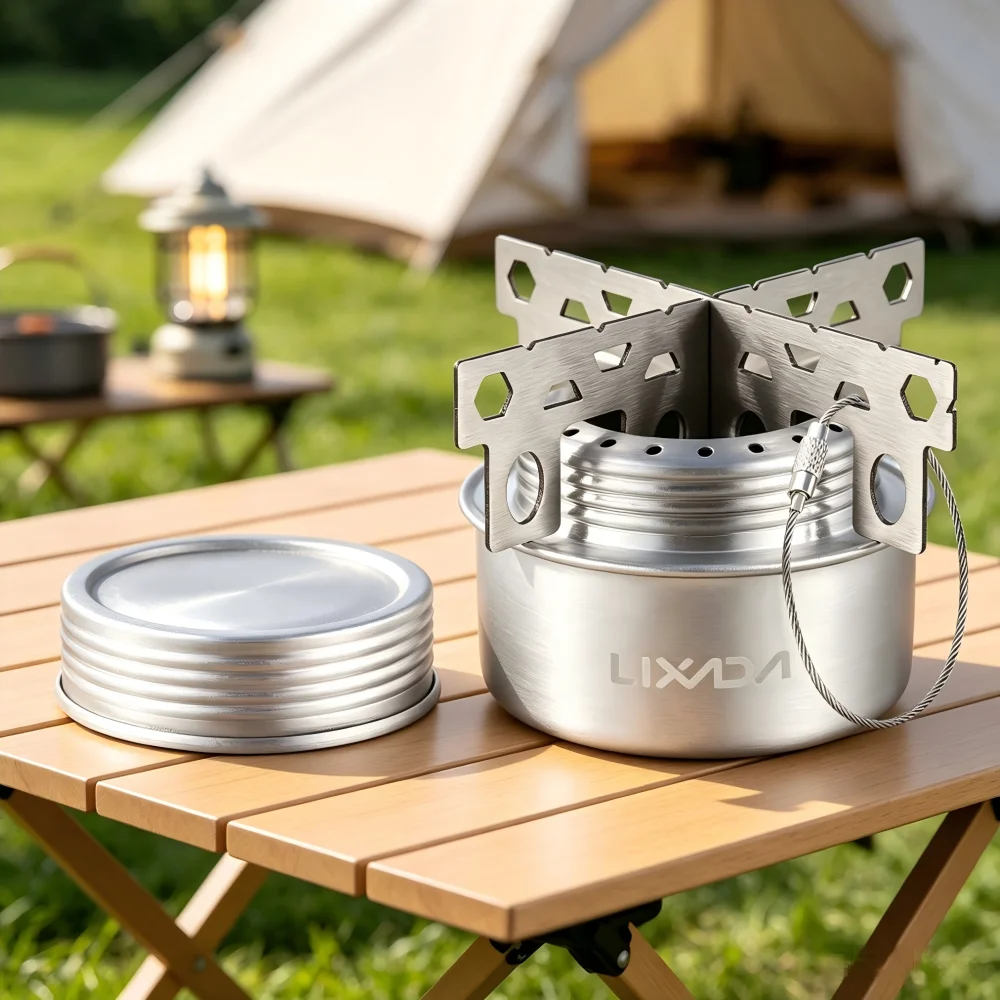 Camping Stove Portable Mini Aluminum Alloy Alcohol Stove with Lid , Outdoor Camping Hiking Backpacking Cooking Tool image 2