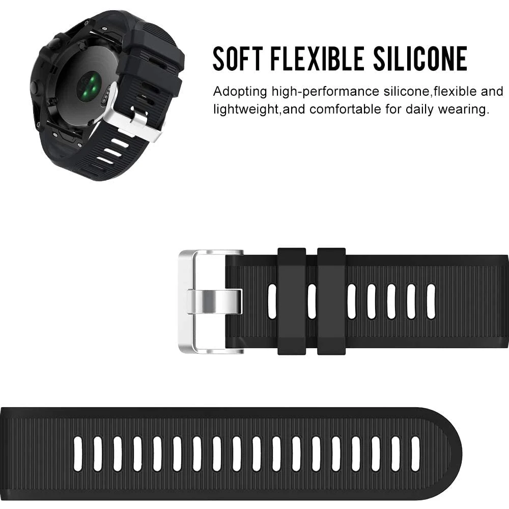 YAYUU Watch Strap for Garmin Fenix 5X Plus Band Quick-Fit Silicone Bands for Fenix 5X/Fenix 6X/Fenix 6X Pro/Fenix 7X/Fenix 3