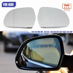 Left & Right Side Mirror Glass Rearview Exterior Wide Angle for Audi A4 S4 B8 8K 08-09, A5 S5 B8 8K 07-09, A8 S8 D3 Q3 SQ3 A3 8P