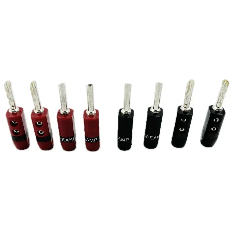 8Pcs BFA Banana Plug Silver Plated Red Copper HiFi Audio Adapter Amplifier CD Player Speaker Connector