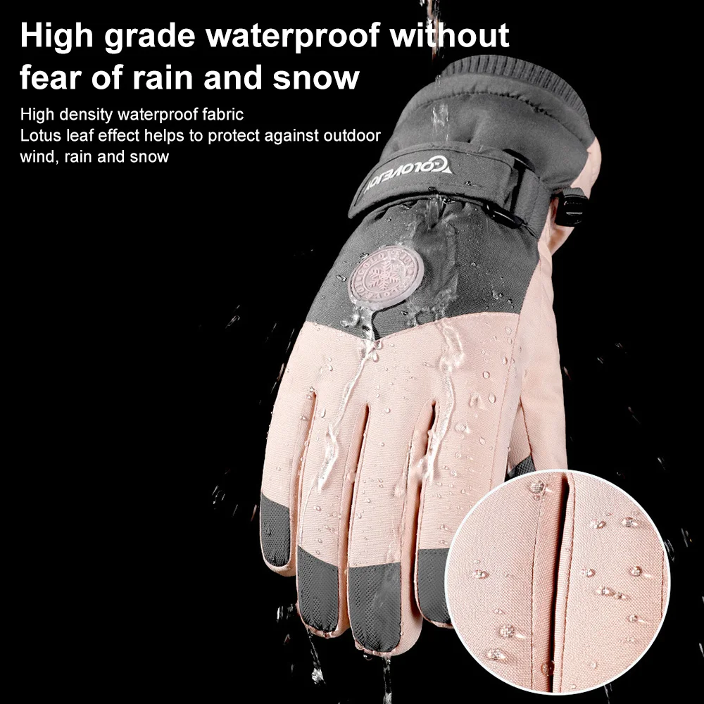 Wasserdichte Skihandschuhe für Damen, Winter, Touchscreen, Schneehandschuhe, mit Fleece gefüttert, warme Thermohandschuhe für Snowboard, Skifahren, Laufen, Radfahren