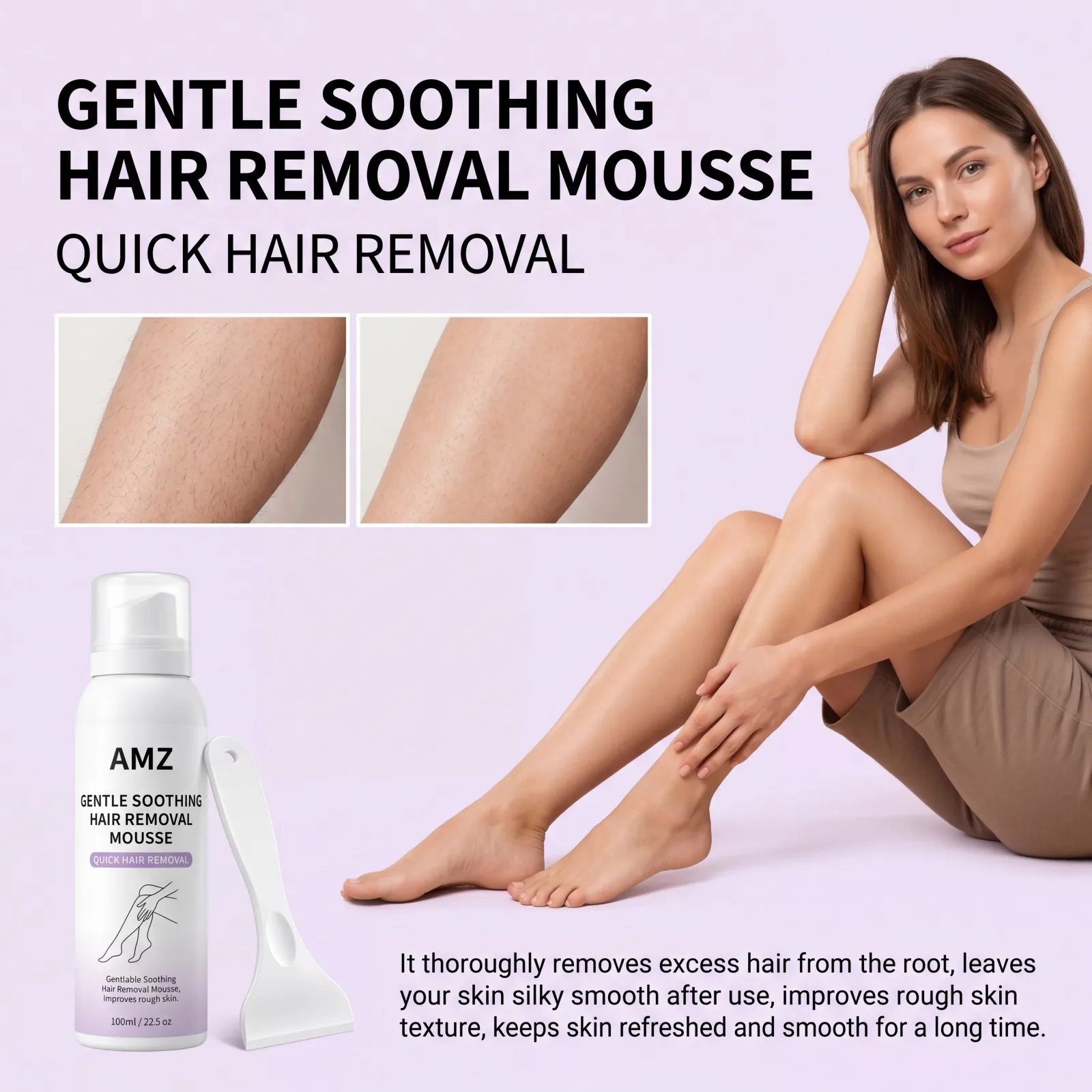 Sanfte Haarentfernungs-Mousse-Spray-Schaber Schnell Beruhigende Körper-Enthaarungscreme für Frauen mit Empfindlicher Haut für Achseln und Beine 100ml – Detail 3