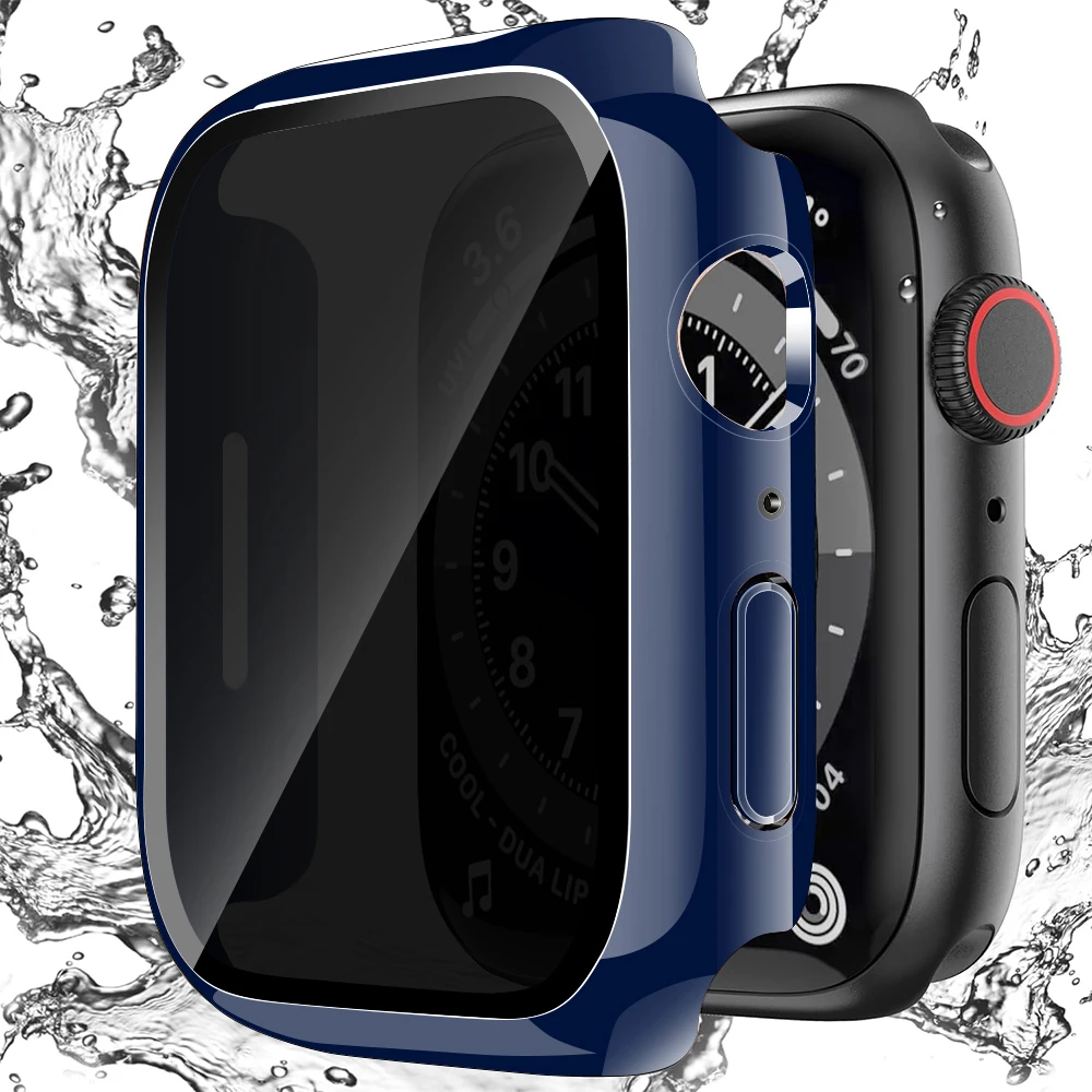 Защитная пленка для экрана Apple Watch 45 мм, 41 мм, 44 мм, 40 мм, жесткий чехол для ПК, закаленная пленка против подглядывания для iWatch 9/8/7/SE/6/5/4