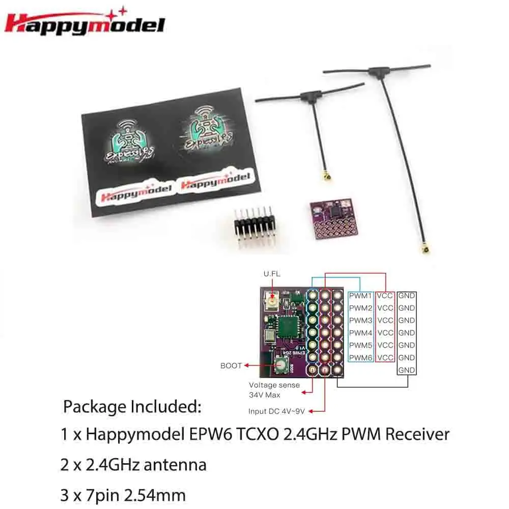 

HappyModel ExpressLRS ELRS EPW6 TCXO 2,4 ГГц 6-канальный ШИМ-приемник EPW5 обновленный для радиоуправляемых инструментов с неподвижным крылом самолета