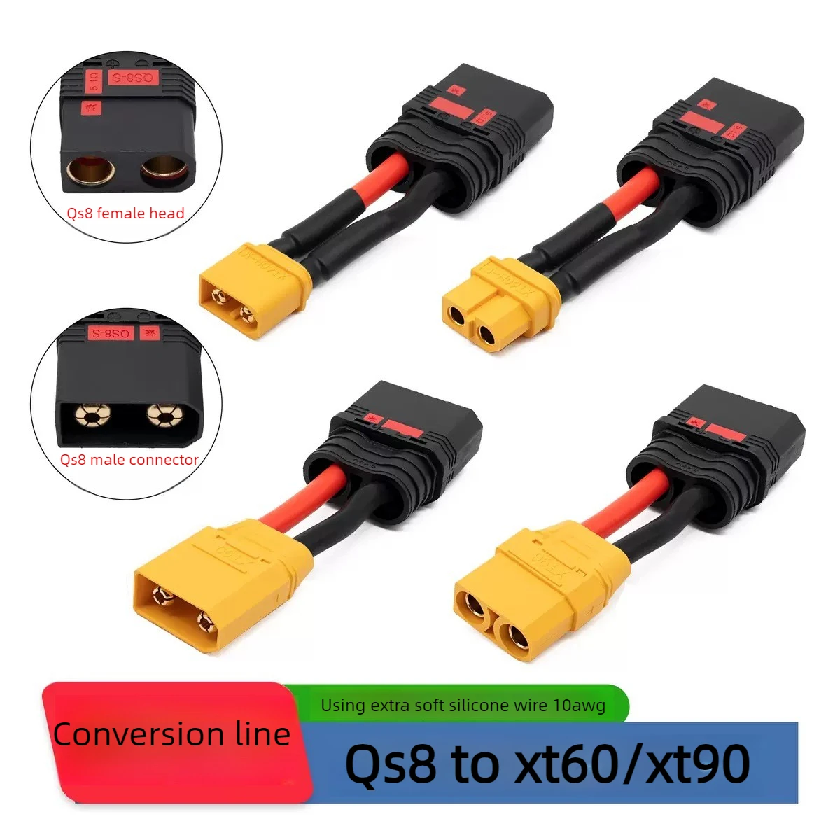 cabo-de-conexao-para-modelos-de-aeronaves-qs8-para-xt90-xt60-adaptador-xt90-para-qs8-cabo-conector-anti-faisca-10awg-10cm