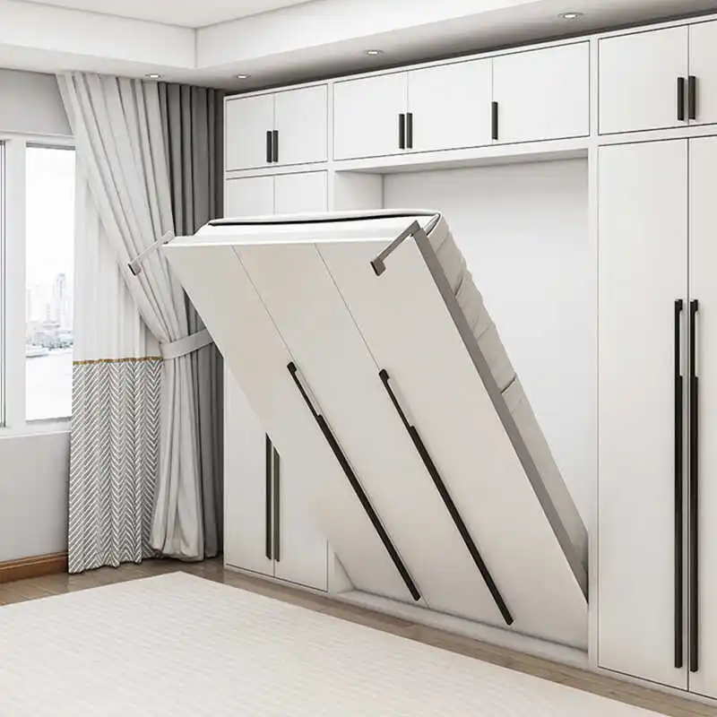 

wardrobe Integrated folding bed Combination bed Small apartment study bedroom Flip hidden closet bed