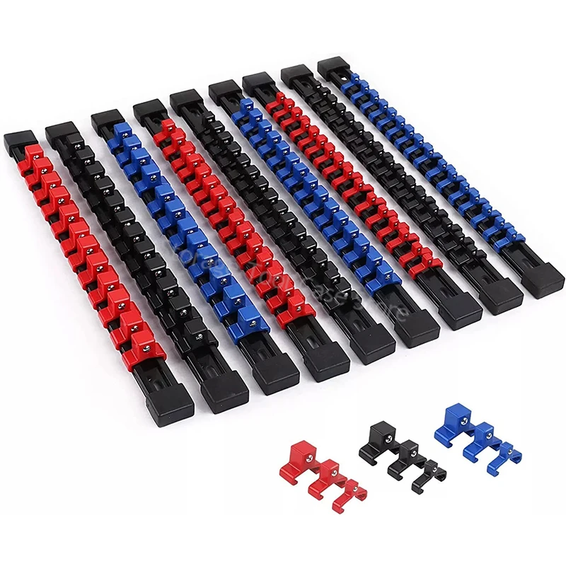 

ABS Socket Organizer Holder Trays for Toolboxes, 1/4 , 3/8, 1/2, Portable Socket Clip Rail Holder Heavy Duty Socket Storage Rack