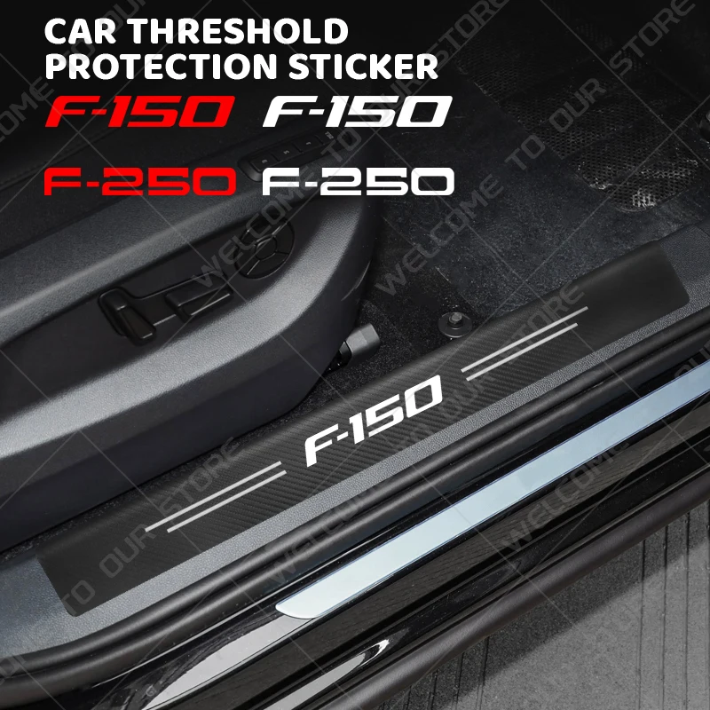 

5Pcs/set For Ford F150 Ranger F250 Raptor Pickup Logo Emblem Carbon Fiber Car Door Threshold Sill Sticker Accessories