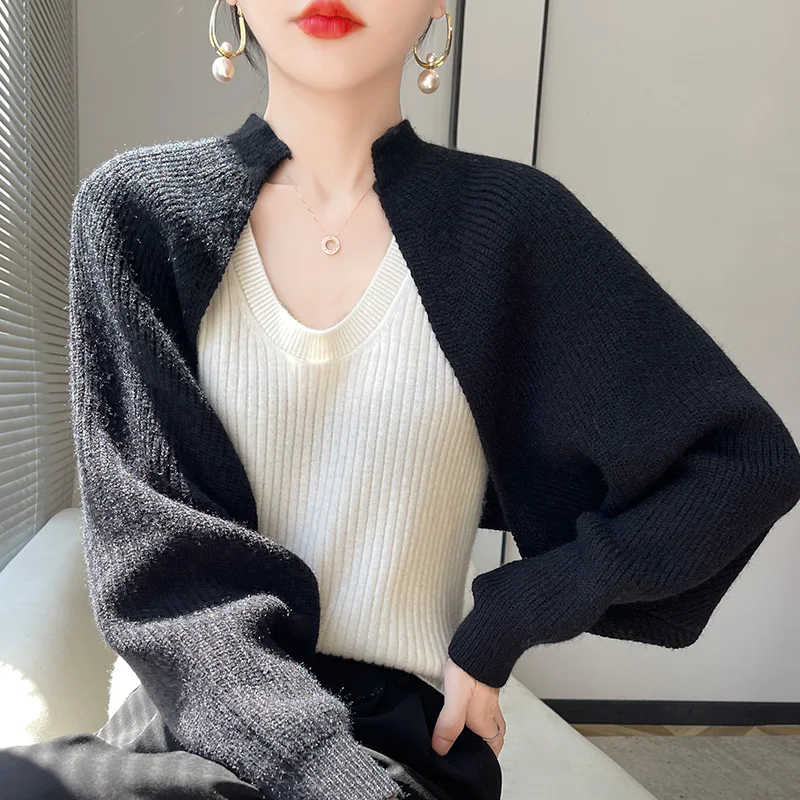 

Long Sleeve Knitted Woolen Shawl Cardigan Women's Short Outerwear Thick Warm Cashmere Sweater Stylish Versatile Korean Style