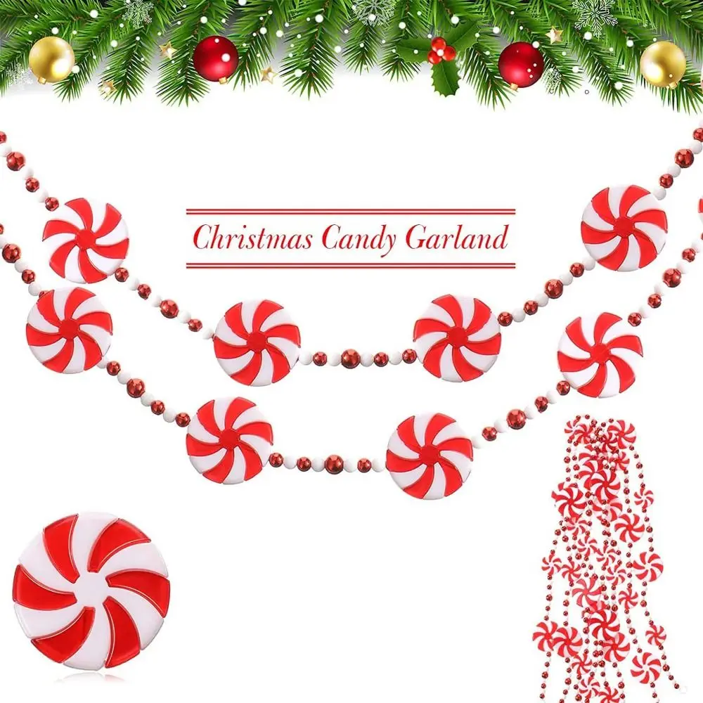 1.2M Christmas Peppermint Bead String Acrylic Lollipop Christmas Tree Candy Ball String DIY Long Wreath Candy Pendant Kids