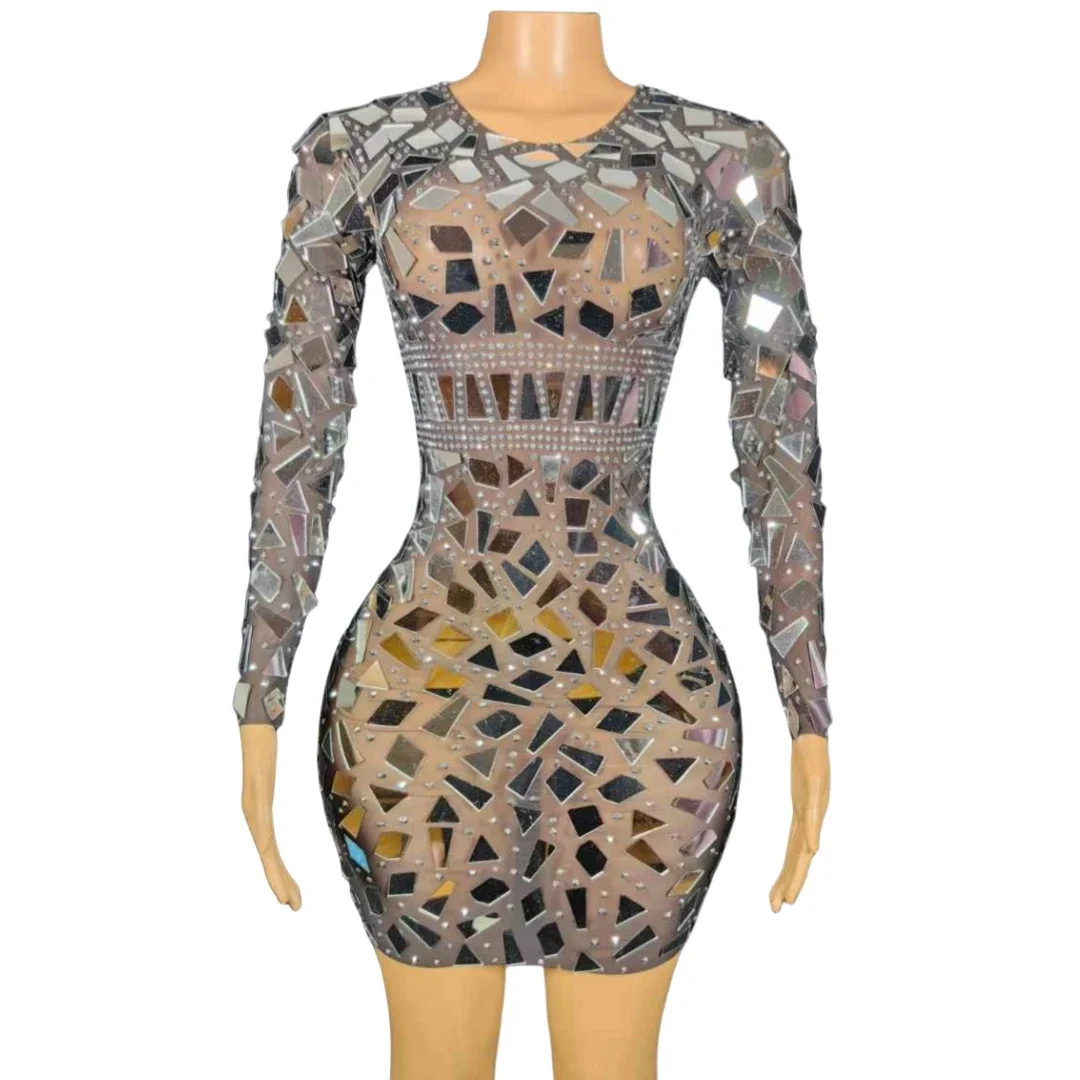 Sukienka mini z cekinami i efektem lustra, seksowna, idealna na imprezę, urodziny, dla królowej klubu, bogini, na wieczór panieński, elegancka, model 2025.