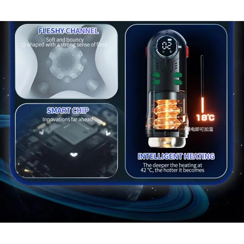 Vibration Masturbation Sex Toy for Men Automatic Male Masturbator Cup Telescopic Sucking Heated   Machine Thrusting