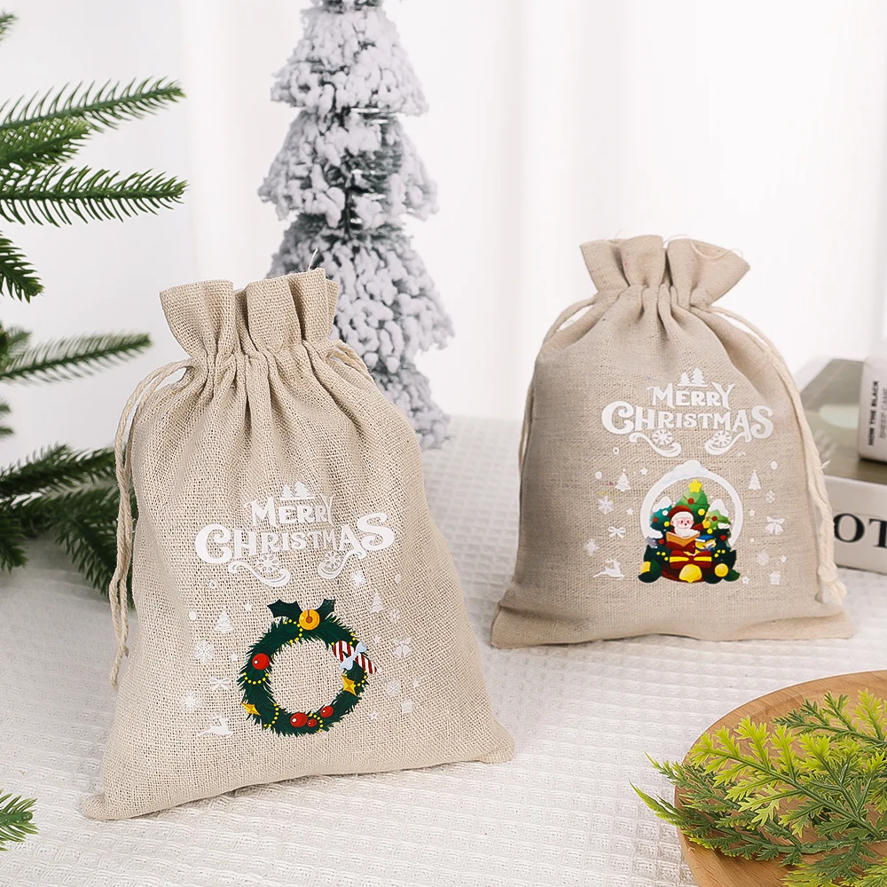 3/1Pcs Natural Burlap Gift Candy Bags Linen Drawstring Gift Bag Pouches Christmas Wedding Party Jewelry Present Packaging Bags