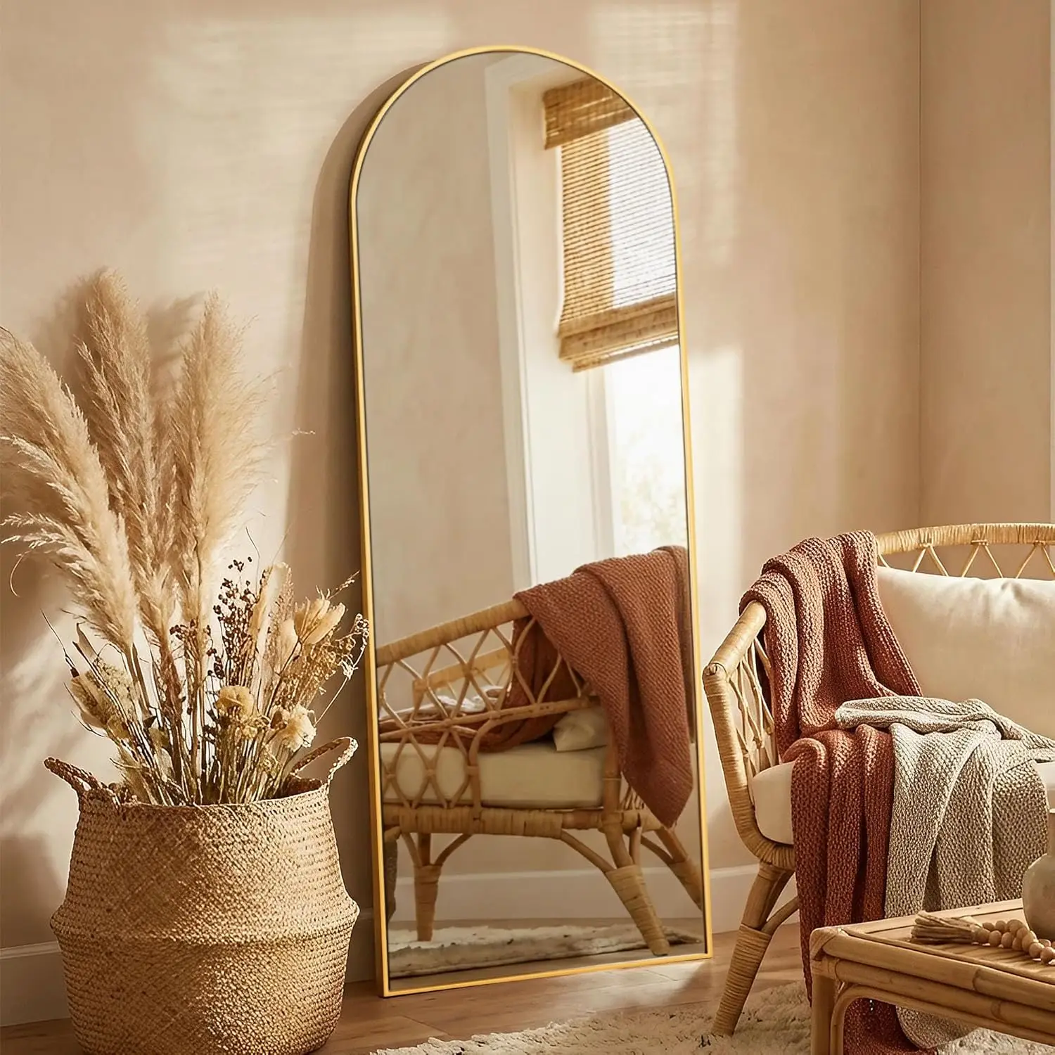 

Mirror Full Length, 71 x 26 Inches Floor Mirror with Stand, XX-Large Arch Gold Mirrors for Bedroom, Dressing Room, Home Decor, G